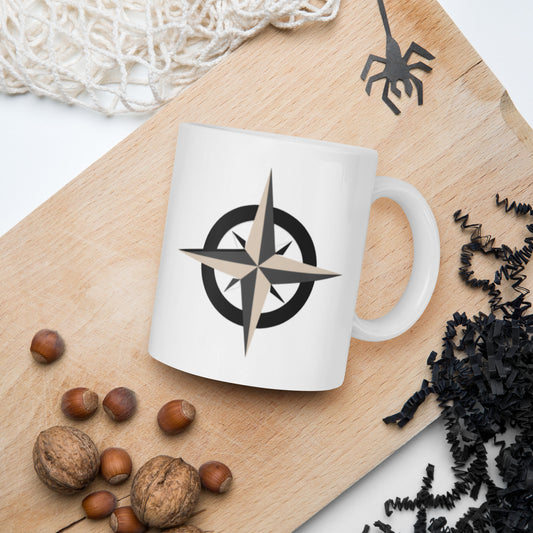 Compass White glossy mug